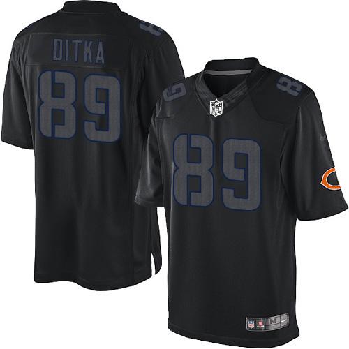 Men's Elite Mike Ditka Nike Jersey Black - #89 Impact NFL Chicago Bears